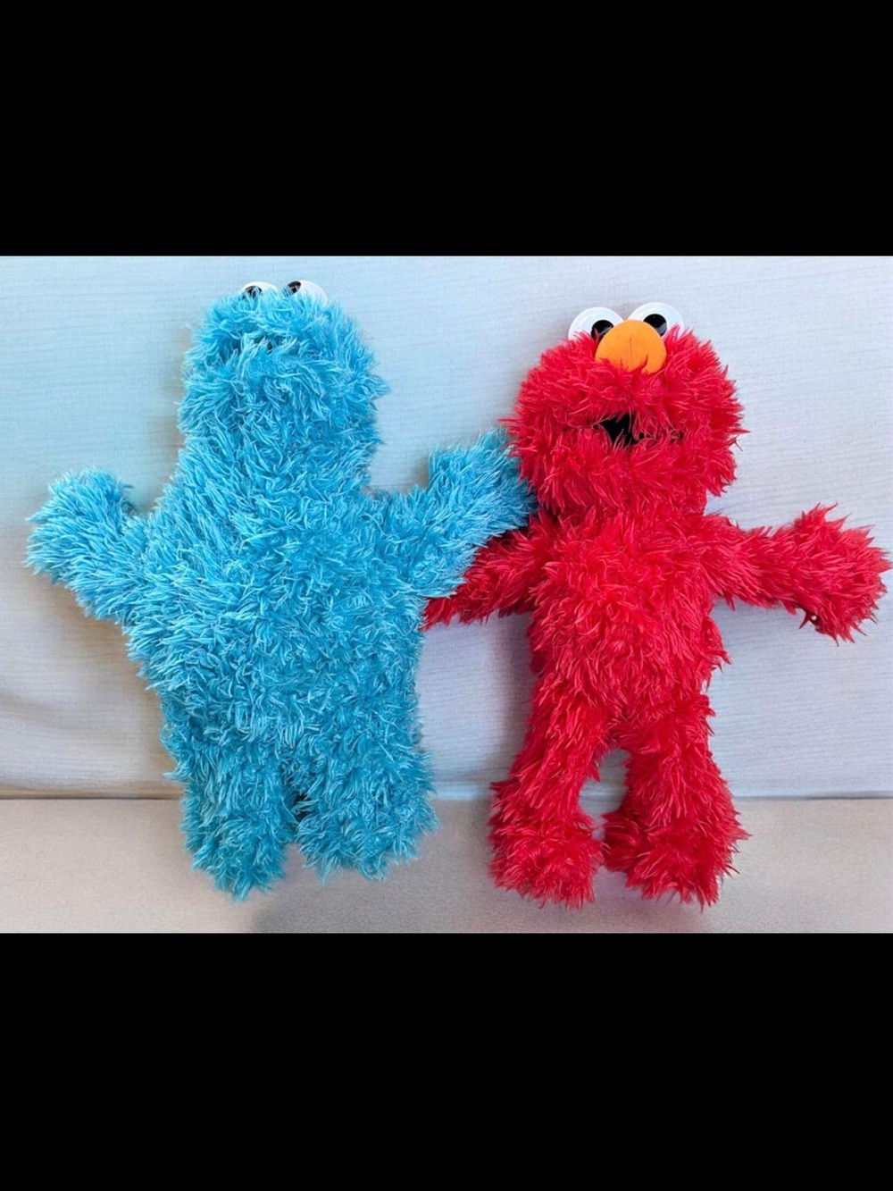 Sesame Street Red Elmo and Blue Cookie Monster Fuzzy Plush Pair